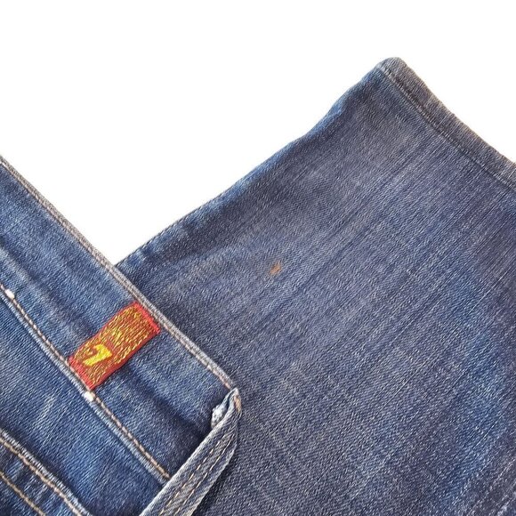 For All 7 Mankind Straight Leg Stretch Jeans Denim Distressed Mid-Washed Blue 26 - Picture 5 of 12